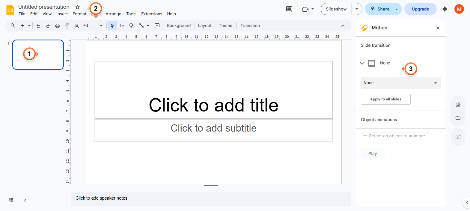 How to add a transition between slides in Google Slides?