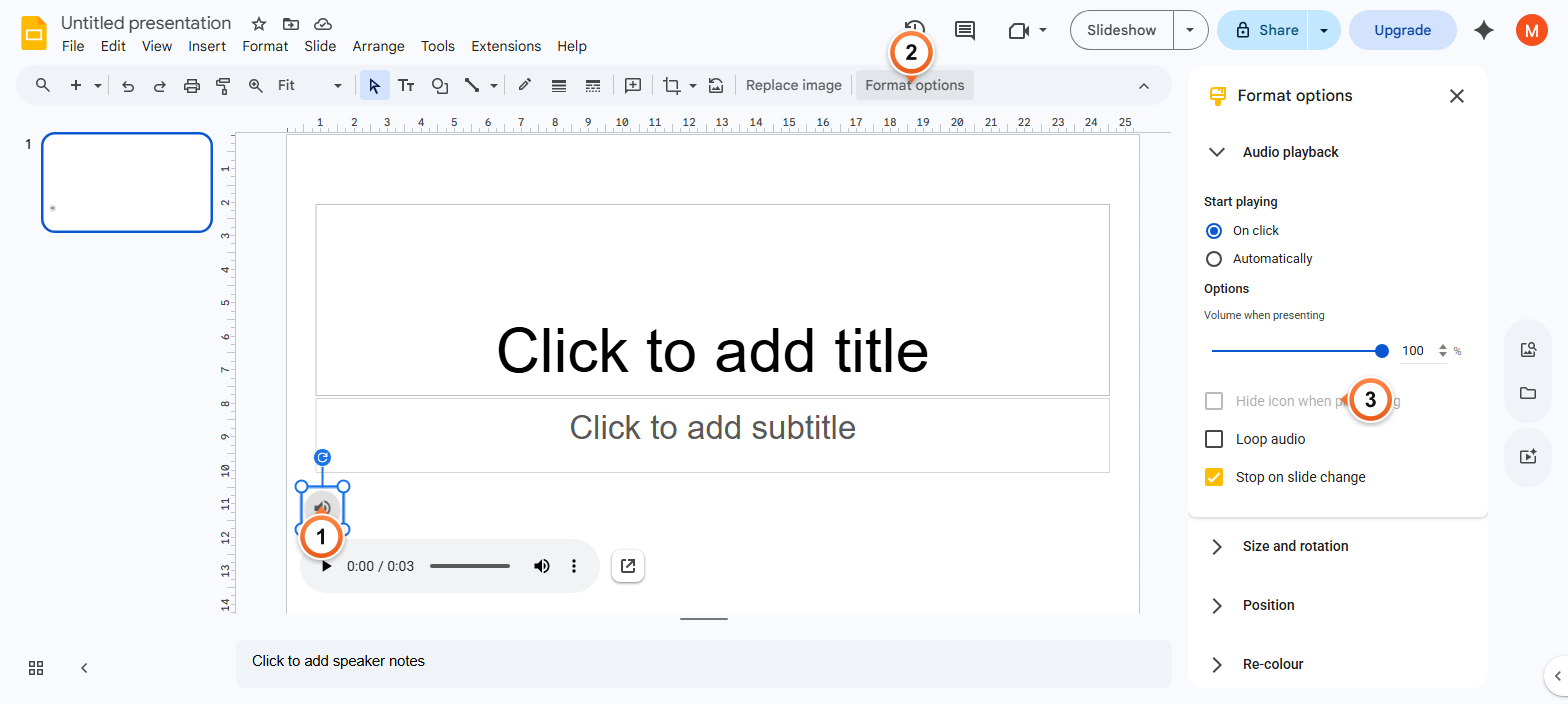 How to control audio playback options?