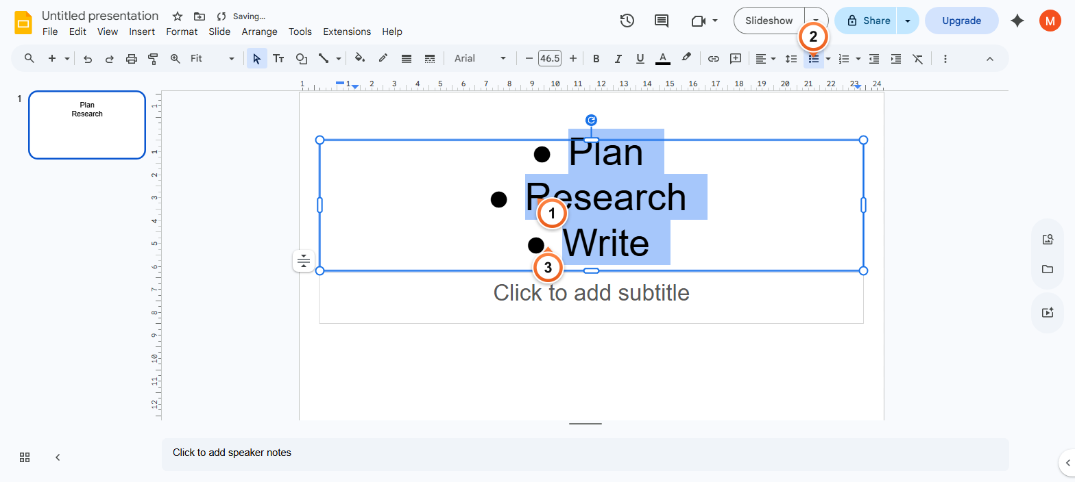 How to add bullet points to a text box?