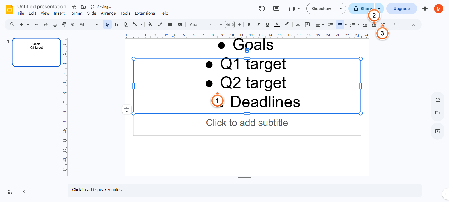How to create nested sub-bullets?