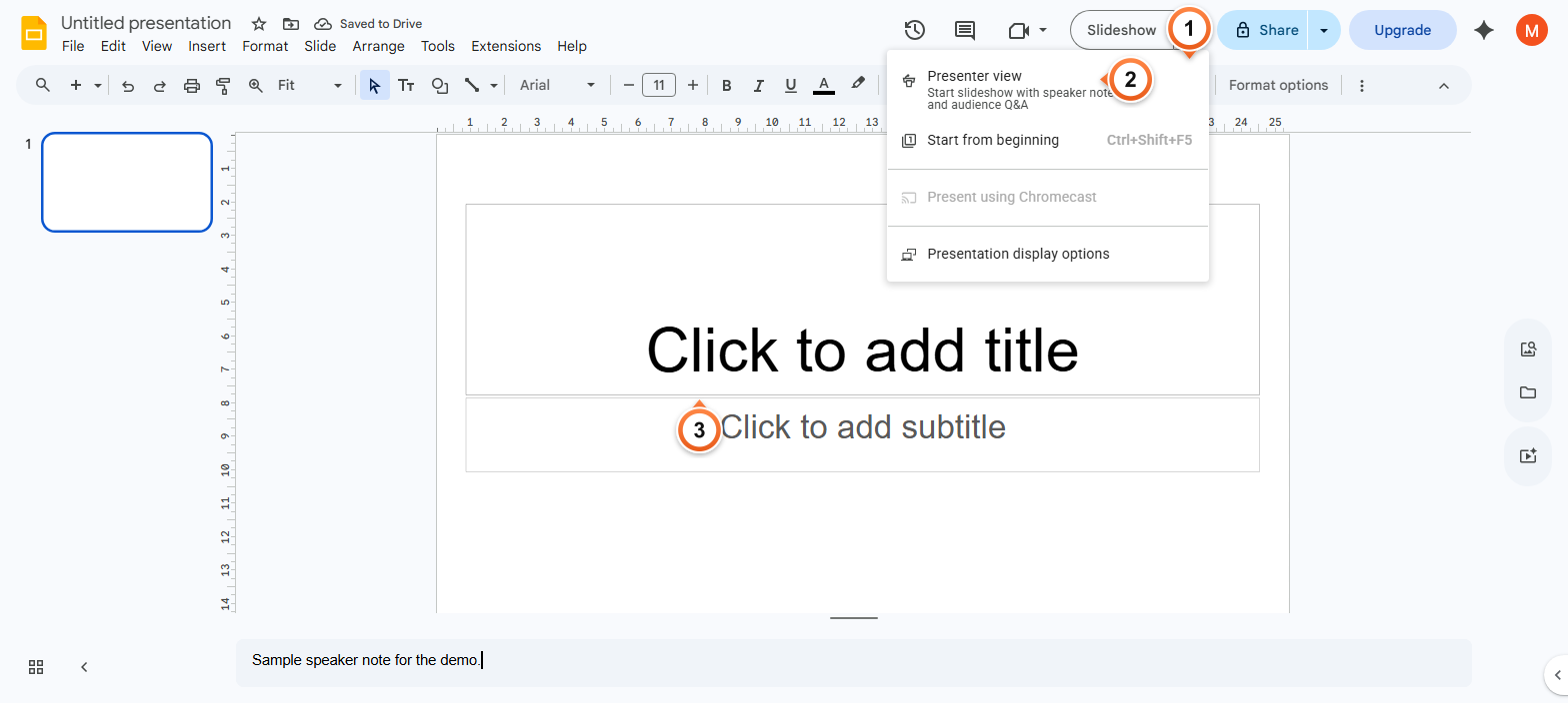 How to view speaker notes while presenting?