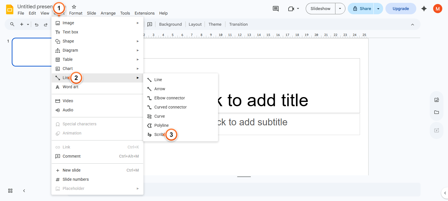 How to draw on Google Slides with the scribble tool?
