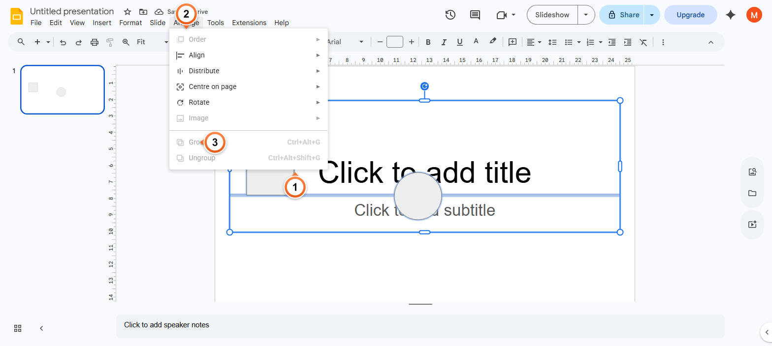 How to group objects in Google Slides?