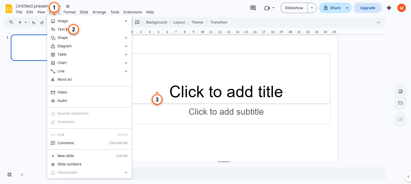 How to insert a text box from the Insert menu?