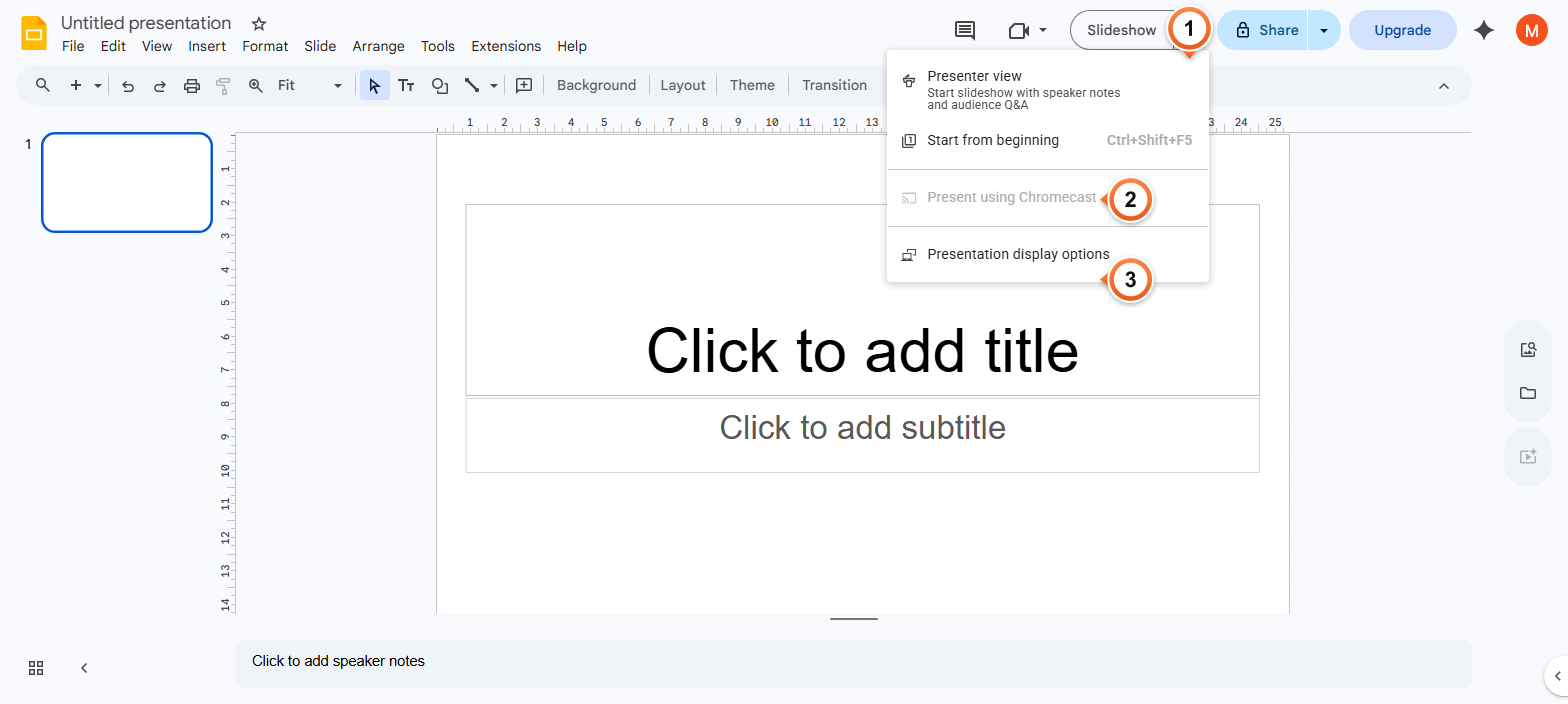 How to loop a Google Slides presentation in Presenter view?