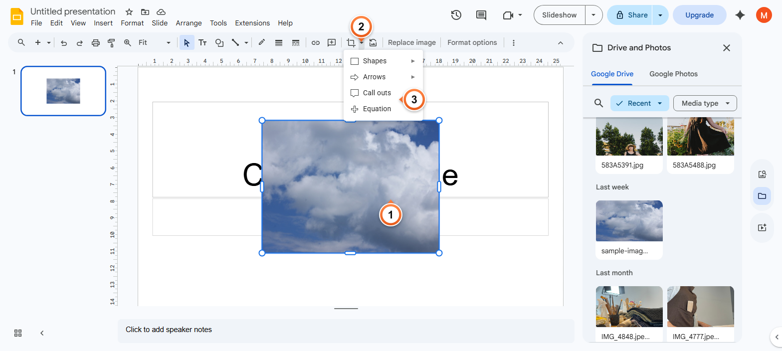 How to mask an image with a circle in Google Slides?