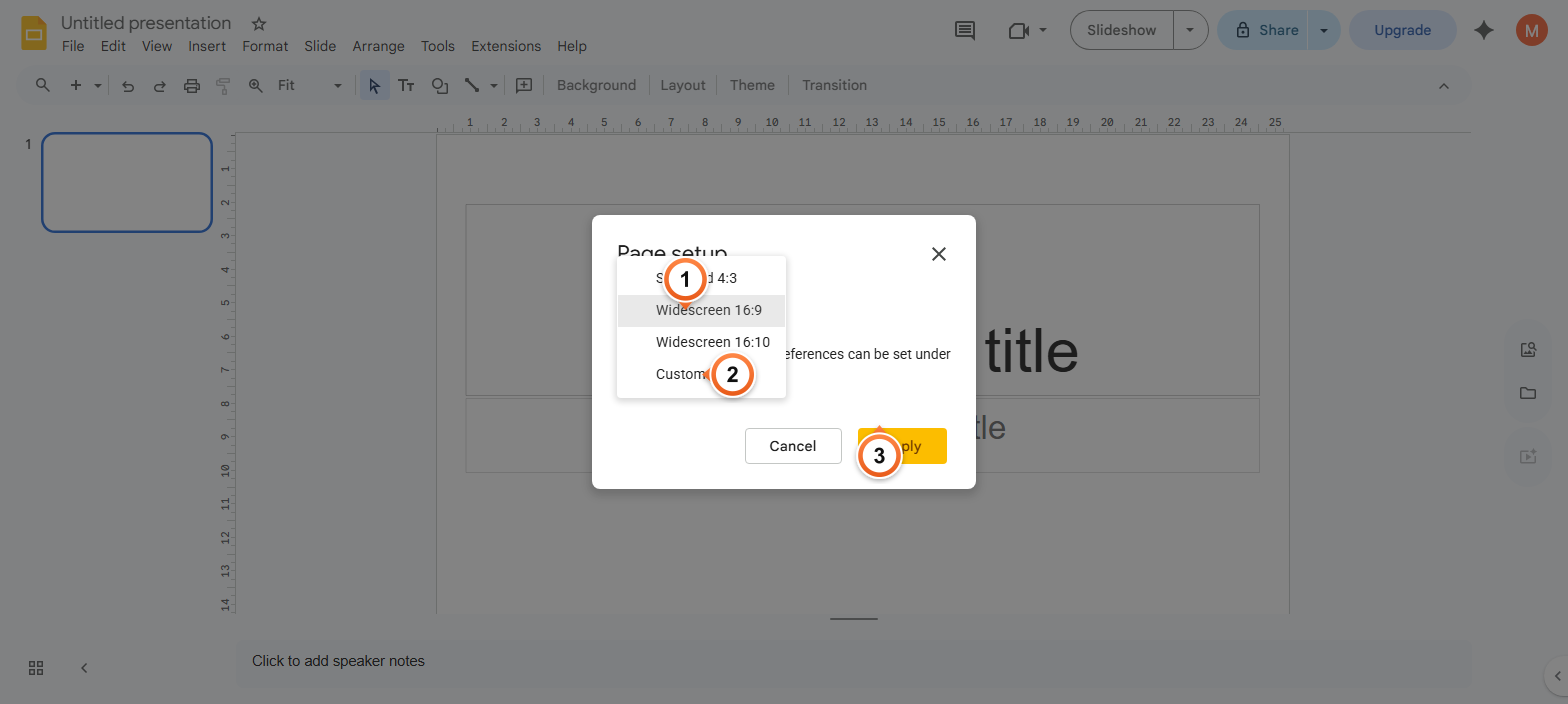 How to change Google Slides to portrait orientation?