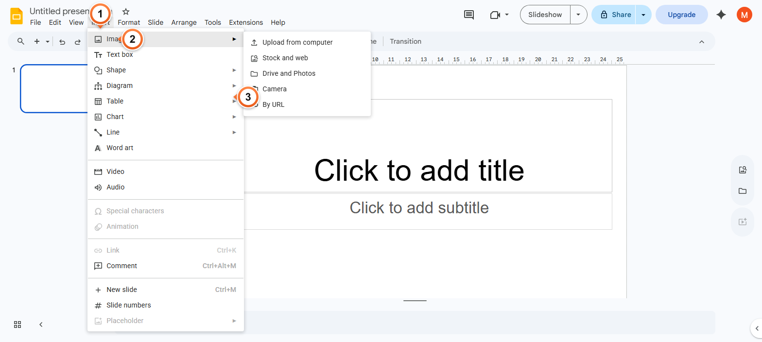 How to insert an image in Google Slides?